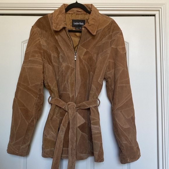 leatherworks Jackets & Blazers - Leather Works Patchwork Leather Jacket Womens 3XL Retro 60’s belted Boho Hippie